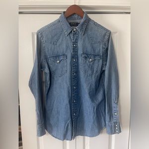 Men’s Denim Polo Button Up